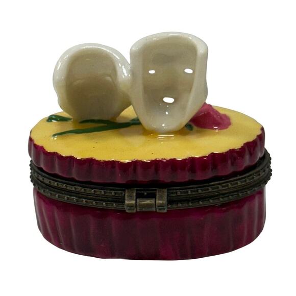 Comedy & Tragedy Hinged Trinket Box. - Picture 2 of 6